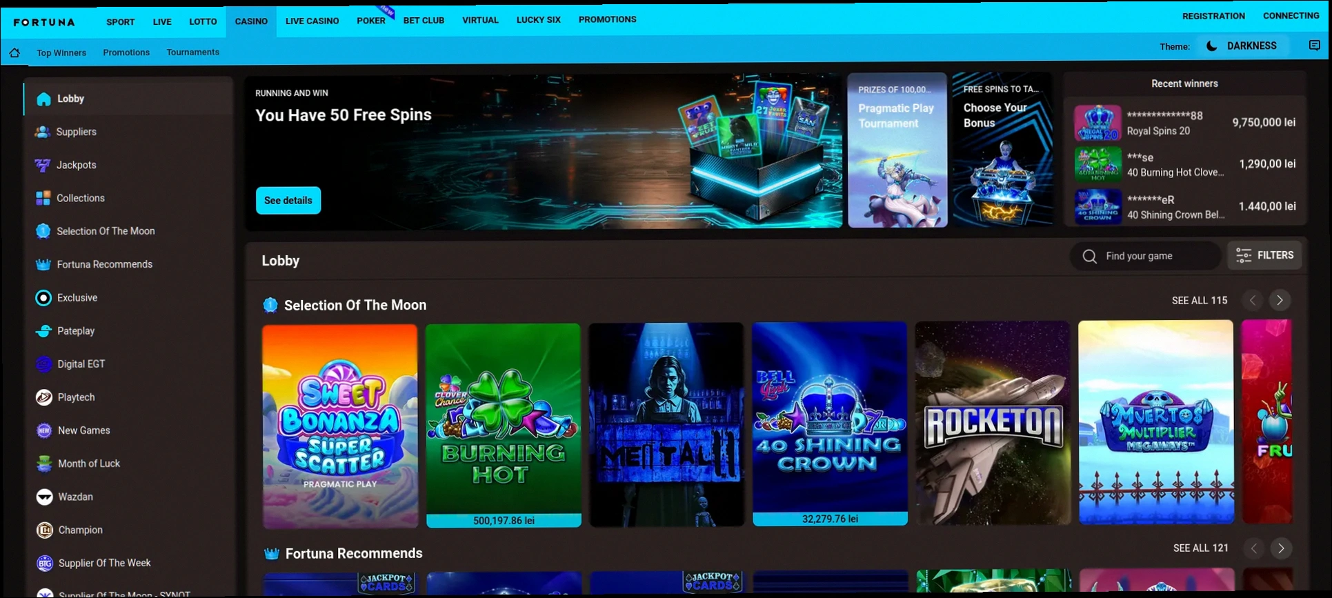 Fortuna Casino con Bonus 100% fino a $500 + 225 Giri Gratuiti